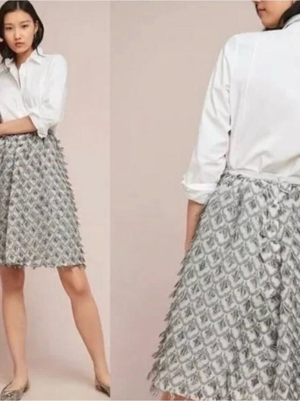 Sunday in Brooklyn Gray Textured Skirt